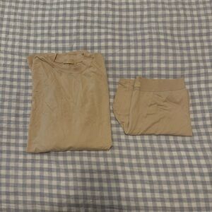 Skims Long Sleeve Boyfriend Pajama Set - Beige